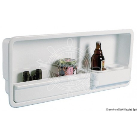 Niche latérale 2 porte-verres ABS blanc droite