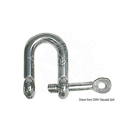 Manille en U à axe imperdable AISI 316 6 mm