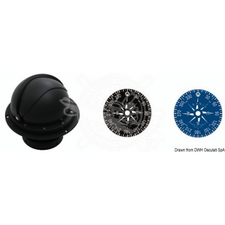 Compas 4" RIVIERA avec dôme rose noir/boîtier noir rose plate