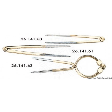 Compas diviseur en laiton poli miroir 177 mm