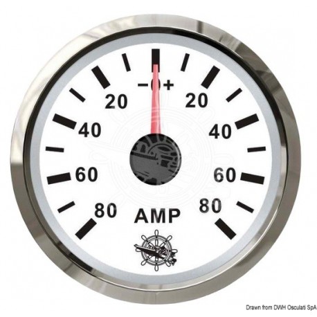 Ampèremètre avec shunt 80 A blanc/polie