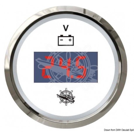 Voltmètre numérique 8/32 V blanc/polie