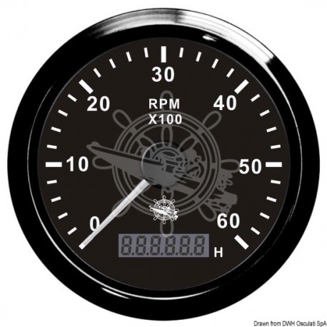 Compte-tours 0-6000 tpm noir/noir