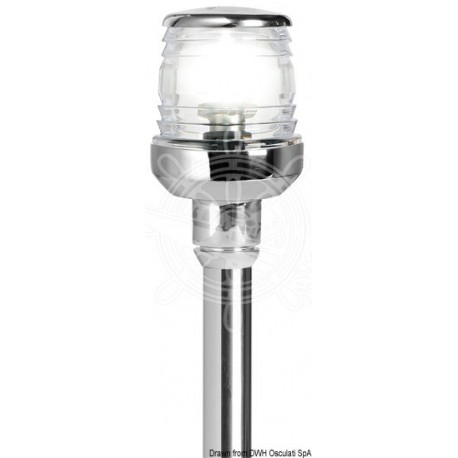 Hampe en inox 100 cm avec feu en plastique blanc