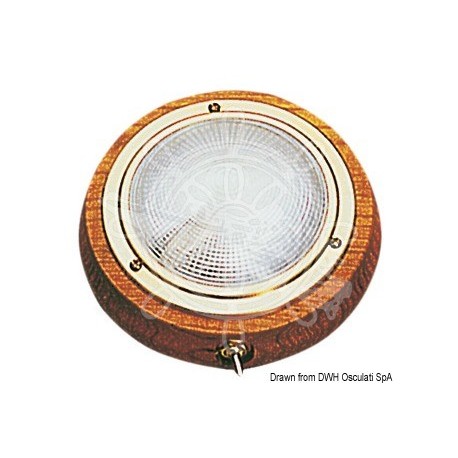 Plafonnier en laiton et teck 155 mm