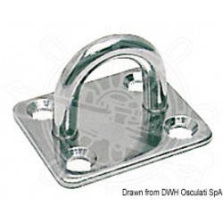 Platine rectangulaire inox avec anneau 8 mm