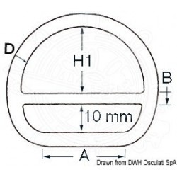 Anneau demi-rond à barette 8x50 mm