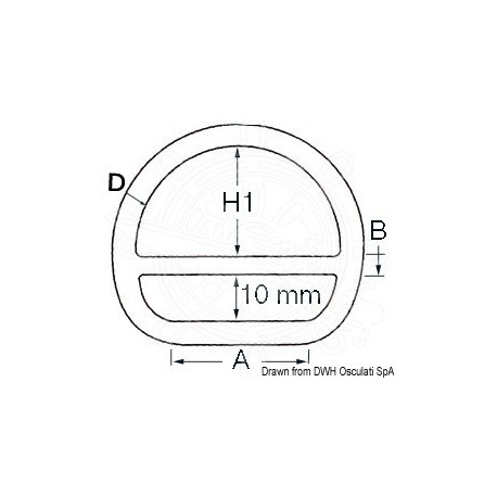 Anneau demi-rond à barette 8x50 mm