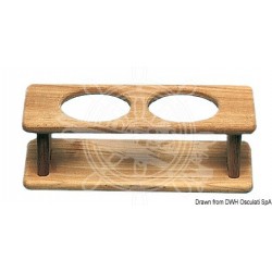 Support teck p. 2 bouteilles 260x115x105 mm