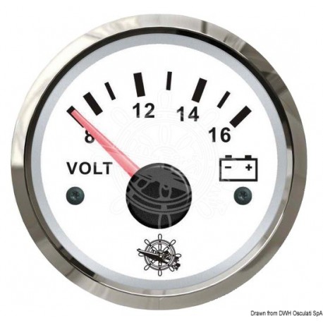Voltmètre 8/16 V blanc/polie