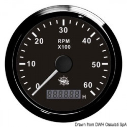 Compte-tours 0-8000 tpm noir/noir